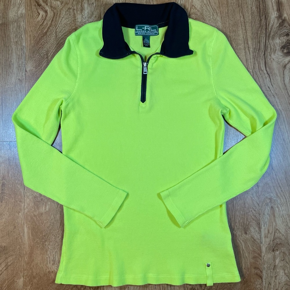 Ralph Lauren Active Wear Waffle Knit in Neon Green & Black Women’s Size Large